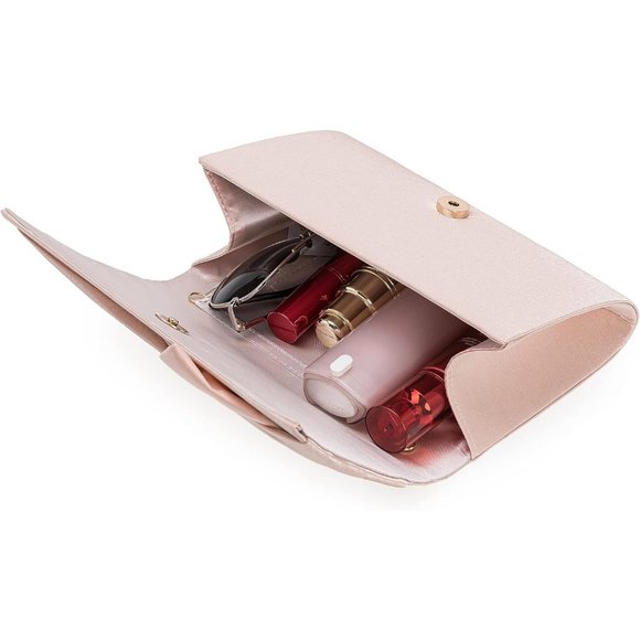 Women Satin Bow Flap Formal Party Clutch - Picture 4 of 7